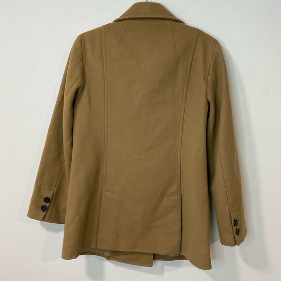 J. Crew Women's Wool Coat Jacket Double Breasted Tan Camel Small Pea Coat - Picture 2 of 5